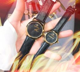 Luxe Hommes Femmes Abeille Quartz Montres 39mm 32mm Haute Qualité Amoureux Habitant Rose Or Véritable Couples En Cuir Populaire Importé Cristal Montre-Bracelet Miroir