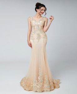 Luxe zeemeermin Appliques Lace Prom Party -jurken Elegant Vestidos de festa Avond gelegenheid Mouwloze jurk LX5263054571