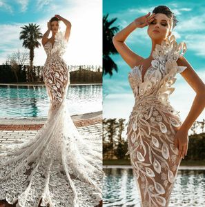 Luxury Mermaid Vestido de novia Escamas sin mangas V Collo