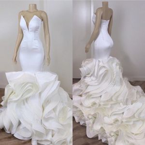 Robes de mariée de sirène de luxe sexy sweet sans arrière-cœur