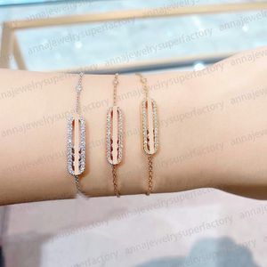 Luxe Messik série Charm Bracelets Pour Femme 18K Or Rose Argent Géométrique coulissant Trois Diamants S925 Argent Designer Bijoux cadeau de luxe