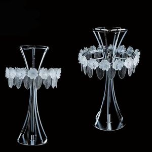 Luxury Metal Acrylique Mariage Présistant Piedway Trumpet Vase for Wedding Centresceces Flower Arrangement Holder for Wedding Event