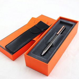 Luxury Metal Ballpoint Pen Business Office Sign Pens For Gift School Writing Students Stationery Supplies Leather Pencil Bag