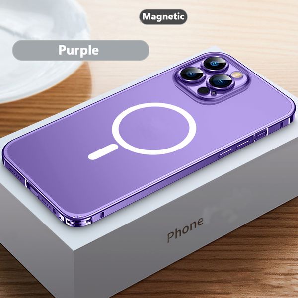 Funda de teléfono de lujo con borde de Metal a prueba de golpes para iPhone 11 12 13 14 Pro Max cubierta de protección de Material de placa trasera de acrílico mate
