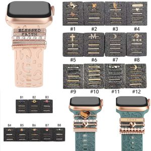 Luxe Métal Marque Designers Bijoux Charmes Anneau Décoratif Bretelles Décoration Diamant Ornement Bracelet Bracelet En Silicone Accessoires pour iwatches Montre intelligente