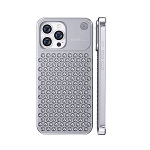 Coque de téléphone de luxe en aluminium creux de refroidissement en métal, étui de Dissipation thermique sans bords pour iPhone 13 12 14Pro Max 14Plus