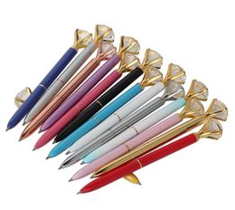 Stylo à bille en métal cristal diamant de luxe 8 couleurs stylos à bille à pois mode 19 carats grand stylo à bille diamant jllPQl9130702