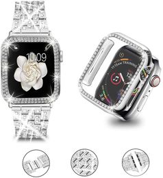 Luxe metalen diamanten horlogebanden voor Apple Watch -banden 49 mm 45 mm 38 mm 40 mm 42 mm 44 mm vrouwen bling slanke glitter Iwatch -serie ultra 8 7 6 5 4 3 se met bling telefoonhoes