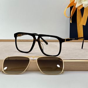 Gafas de sol de diseño de doble propósito con montura de metal de lujo, lentes planas con logotipo, lentes de moda para hombres y mujeres, desmontables para conducir, ropa de ocio y vacaciones 1085