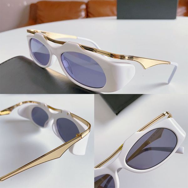 Lunettes de soleil de luxe à monture en métal, branches en acétate avec graphiques triangulaires et lettres adaptées à la forme du visage UV400 SLM135 femme élégante Sonnenbridge