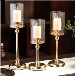 Candelabros de cristal de metal de lujo para velas, decoración del hogar para bodas / Navidad, regalos de nueva llegada