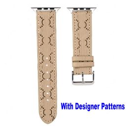 Luxury Metal Letter G Designer Leather Watch Bands Stractures de créateurs pour 38 mm 40mm 41mm 42 mm 44mm 45 mm Series 1 2 3 4 5 6 7 Lettres de mode Bandons de surveillance de bracele