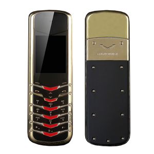 Luxe Métal Signature téléphone portable débloqué spécial style sim affaires double carte MP3 radio GSM FM haut Gold Bar 8800 Téléphone portable