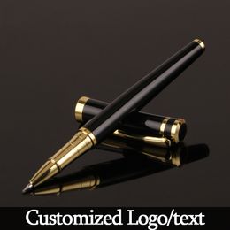 Luxe metaal Zilver Zwart Signature Ballpoint Pennen voor zakelijk schrijven Kantoorbenodigdheden briefpapier aangepaste naam cadeau 220613