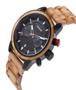 Luxe metalen houten horloge voor heren chronograaf multifunctionele kalenderdatum Heren houten metalen bandriem Man mannelijk polshorloge Quartz 2865866