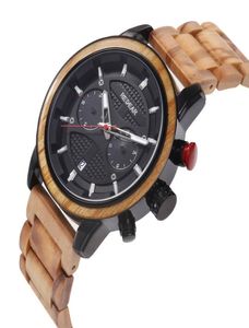 Luxe metalen houten horloge voor mannen chronograaf multifunctionele kalenderdatum heren houten metalen band band man mannelijke polshorloge quartz 5464200