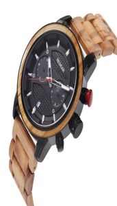 Luxury Metal Wood Watch for Men Chronograph Multifonctionnel Calendar Date Mens Wood Metal Band Strap Man Homme Mâle Wristwatch Quartz 5744918