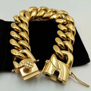 Luxury Miami Curb Cuban Chaîne Femmes Bracelets Dragon Casting Class Rocker Bangle Hip Hop Trendy 18K Gold plaqued Bijoux 240507