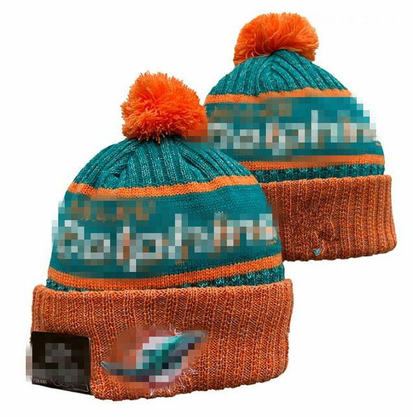 Lujo Miami''Dolphin''Beanies diseñador Winter Bean hombres mujeres Diseño de moda sombreros de punto otoño gorro de lana letra jacquard unisex cálido cráneo Deporte Sombrero de punto a0