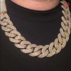 Luxe Miami Moissanite Cubaanse ketting 20 mm 5 rijen Iced Out 925 Sterling Silver Moissanite Cuban Link Chain