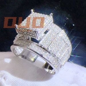 Luxe micro pave stijl pinky ring voor mannen 925 sterling zilver vvs moissanite diamant hip hop iced out ring