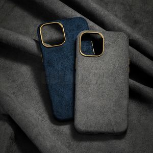 Lujosa funda de teléfono de microfibra polar a prueba de golpes funda de móvil de cuero de felpa suave para iPhone 14 Plus 13 12 11 Pro Max