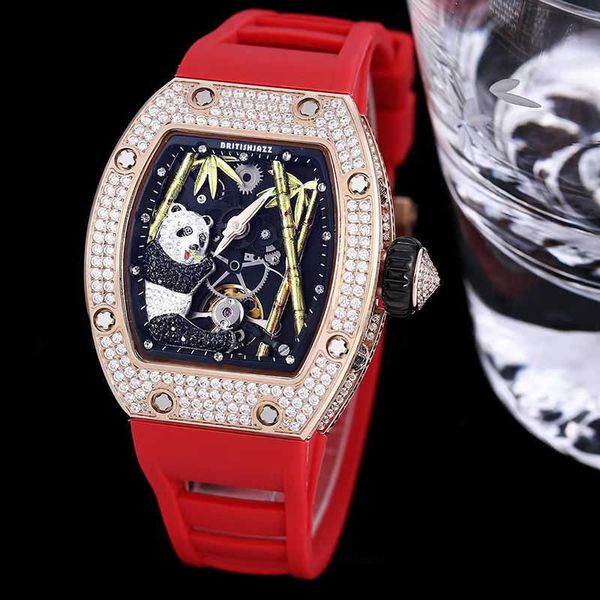 lujo milles milles reloj Mantian Xingtuo Flywheel Watch Wine Bucket Dial grande Hollow Panda Relieve Reloj mecánico completamente automático para hombres ayw ayw