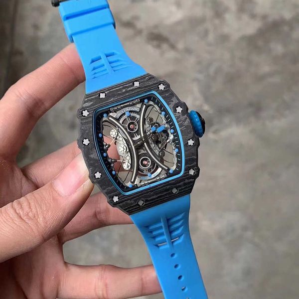 milles de lujo Richards Business Casual Fibra de carbono Reloj mecánico automático para hombres Ahueca hacia fuera Atmósfera Moda deportiva Miller Reloj de moda ayw