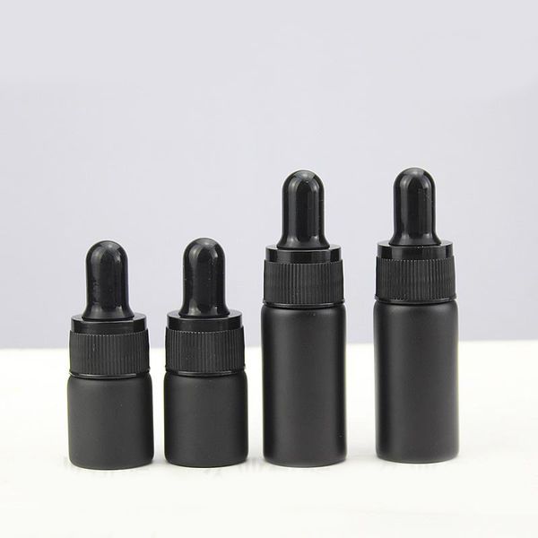 Luxe mini 10 ml noir mat blanc huile essentielle verre pipette flacon compte-gouttes 5 ml en gros