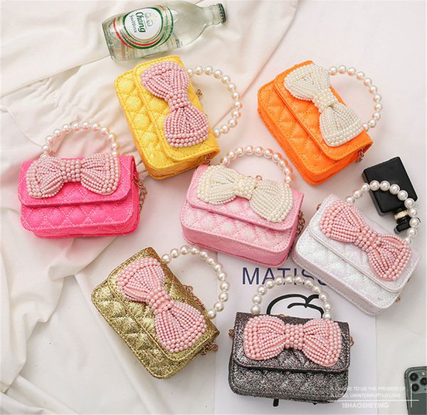 Mini bolso de mensajero de lujo para niños y niñas, carteras y bolsos de mano, bolso rosa intenso con solapa para regalo de princesa