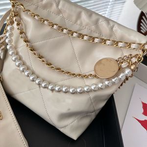 Mini sac à provisions de luxe sac à ordures design style chaîne en métal doré et argenté sac à chaîne de perles sac à bandoulière de grande capacité sac à bandoulière sac fourre-tout