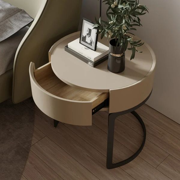 Luxury Table d'appoint de table de chevet minimaliste avec 1 gilet de nuit pour la table ronde de chambre à coucher meubles de chambre à coucher