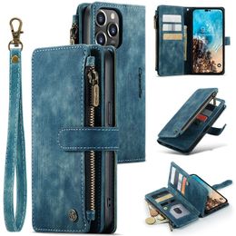 Kaartzak mobiele telefoon kussens voor iPhone14 11 12 13/pro/max/promax/xr/xsmax/6 7 8/plus/se2020/5se lederen schokbestendige kas zipper flip wallet card slot telefoonhoes