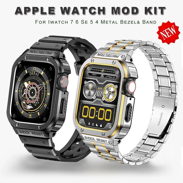 Kit de correa Mod de lujo para Apple Watch Ultra 49mm 40mm 41mm caja de acero inoxidable iWatch Series 9 8 7 6 SE 5 45mm 44mm cubierta de parachoques