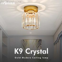Candelabro de cristal moderno de lujo luces de techo sala de estar redonda K9 lámparas nórdicas redondas doradas decoración hogar Loft HZL-080 HKD230825