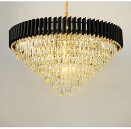 Lustre en cristal moderne de luxe pour salon Lampes en cristal noir de haute qualité Loft Chain LED Crystals Lamp