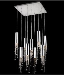 Luxe moderne kristallen kroonluchter lampen voor trap grote woonkamer decor Gold Cristal Lamp Halway Lobby Long Led Light Fixture