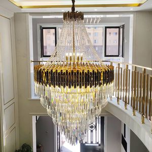 Luxe moderne kristallen kroonluchter verlichting hoogwaardige goudgloren de cristal voor woonkamer slaapkamer led aan het hangende lamp