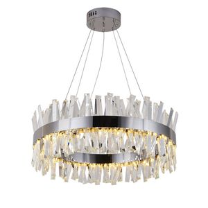 Luxe moderne kristallen kroonluchter verlichting ronde kroonluchters met kristallen buis goud / chroom voor eetkamer woonkamer