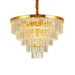 Luxe Moderne Kristallen Kroonluchter Ronde Woonkamer Kroonluchters Verlichting Woondecoratie Goud LED Hanglamp Cristal Lustre231d