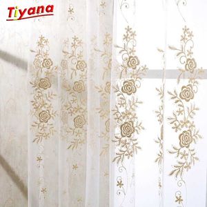 Luxe Moderne Floral Design Rideau Tulle Fenêtre Sheer Rideau pour salon Chambre à coucher Cuisine Panneau de dépistage de fenêtre SU364 * WS 210712