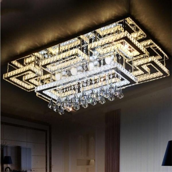 Luxe moderne LED cristal plafonnier carré plafonnier K9 cristal lustres de plafond pour salon chambre restaurant Ligh230e