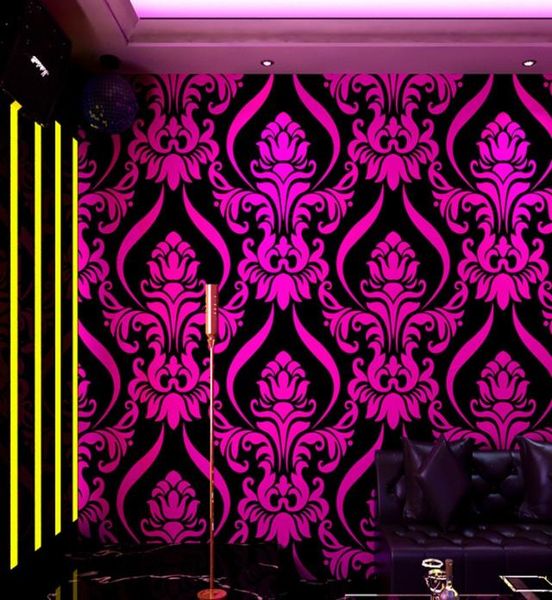 Luxury moderne métallique 3d Damass Vinyle Paper peint Paper Papier chambre à coucher salon Wallpapers Roll Bleu noir rouge violet8762434