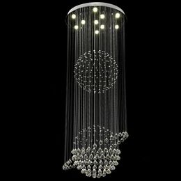 Éclairage d'escalier moderne de luxe Long Lustre en Cristal grand encastré LED luminaire de couloir intérieur suspendu Lustre en Cristal