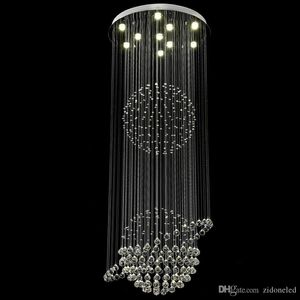 Éclairage d'escalier moderne de luxe Long lustre en cristal grand montage encastré LED luminaire de couloir intérieur suspendu Lustre en Cristal