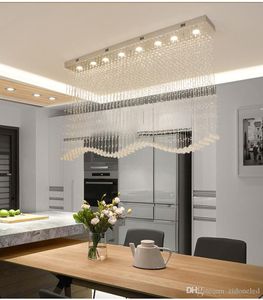 Luxe Moderne Wave Crystal Kroonluchters Verlichting Regendruppel K9 Crystal Plafondlamp voor eetkamer L39.4 * W7.9 * H39.4 inch