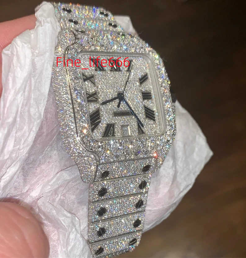 Luxuriöse Moissanit-Diamantuhr, Iced Out-Uhr, Designer-Herrenuhr für Herrenuhren, hochwertige Montre-Uhren mit automatischem Uhrwerk, Orologio.Montre de Luxe i19