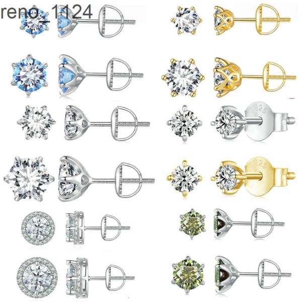 Bijoux de luxe moissanite boucle d'oreille vis arrière plaqué or 925 argent Sterling diamant VVS Moissanite boucle d'oreille pour hommes femmes