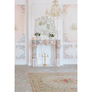 Toile de fond de mur blanc mosaïque de luxe pour la photographie imprimé or lustre bougie lumière miroir mariage Photo Studio arrière-plans