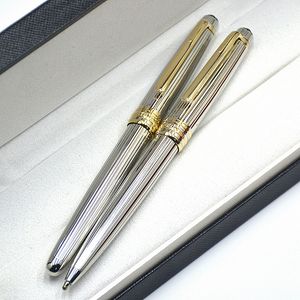 Stylo à bille de luxe Msk-163 à rayures en métal argenté et doré, stylo à bille, stylo à plume, fournitures scolaires et de bureau avec numéro de série IWL666858